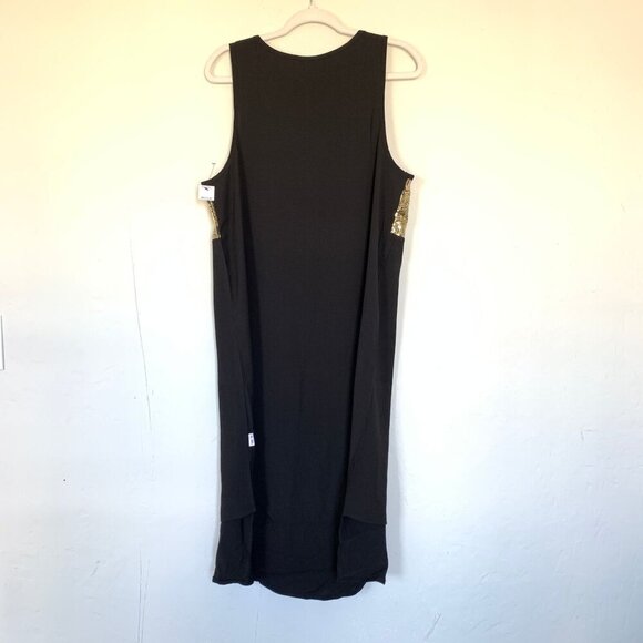 Black & Gold Sequin Detail Alex Dress By Home-Lee Size 10 Polyester Blend midi d - Picture 2 of 12